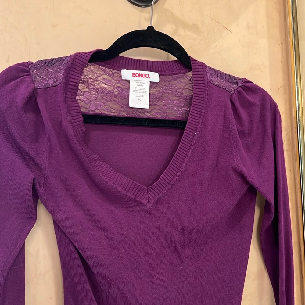 Lace back purple sweater